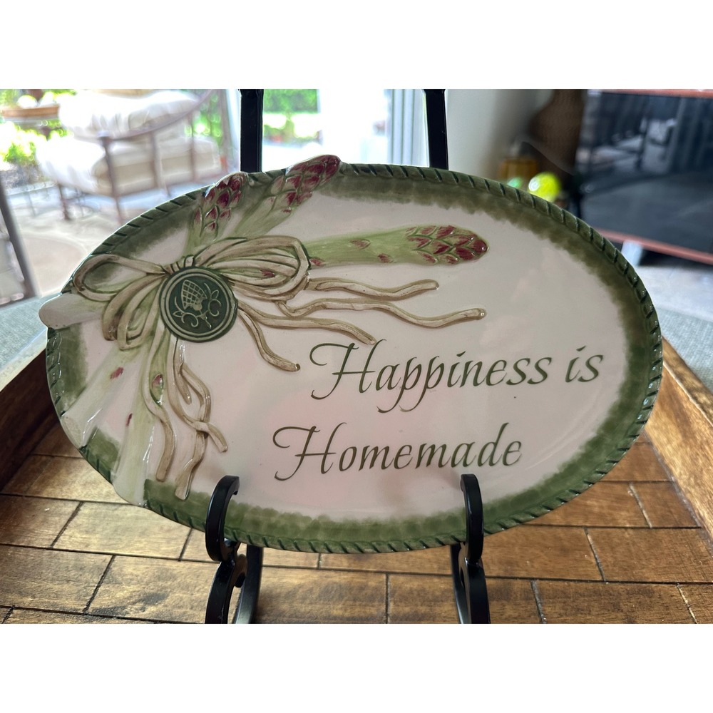 Fitz and Floyd Giardino Happiness is Homemade Asparagus Oval‎ Platter 10.5" EUC